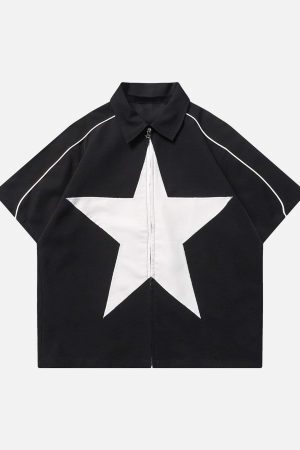 Concert Outfit Star Zipper Design Shirt