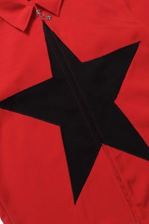 Concert Outfit Star Zipper Design Shirt