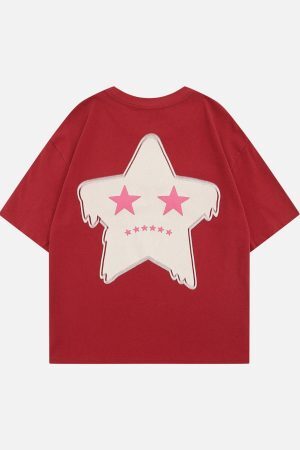 Concert Outfit Stars Flocked Graphic Tee