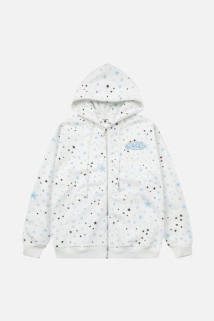 Concert Outfit Stars Full Print Zip-Up Hoodie