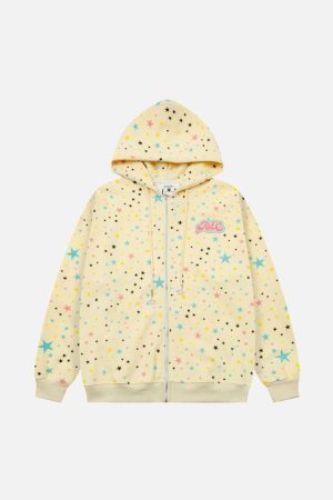 Concert Outfit Stars Full Print Zip-Up Hoodie