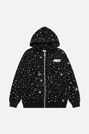 Concert Outfit Stars Full Print Zip-Up Hoodie
