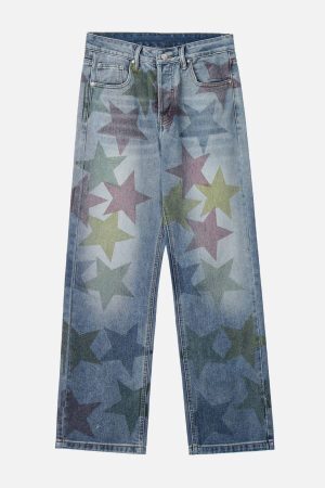 Concert Outfit Stars Print Jeans