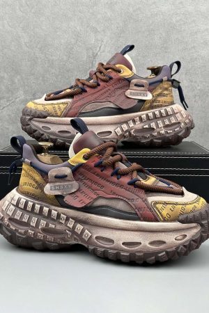 Concert Outfit Stitching Letter Tire Sole Platform Sneakers