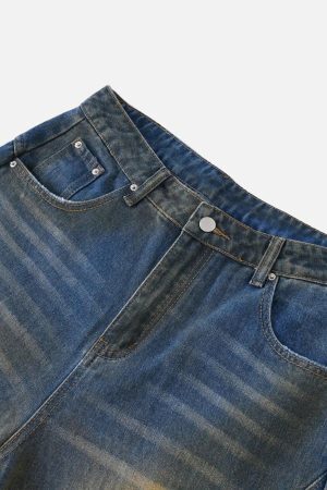 Concert Outfit Straight-Leg Patchwork Mud-Dyed Jeans