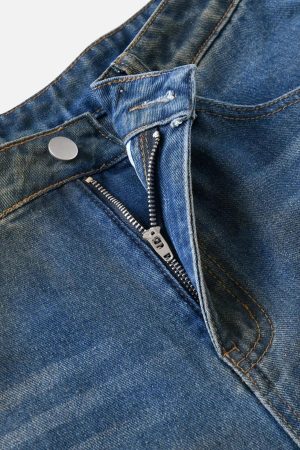 Concert Outfit Straight-Leg Patchwork Mud-Dyed Jeans