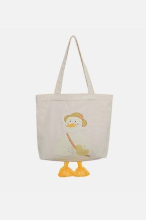 Concert Outfit Straw Hat Duck Canvas Bag