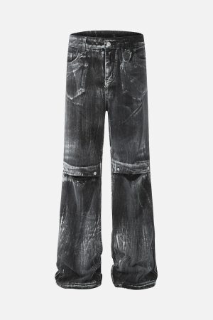 Concert Outfit Street Batik Deconstructed Split Jeans