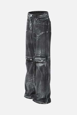 Concert Outfit Street Batik Deconstructed Split Jeans