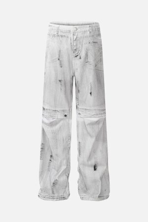 Concert Outfit Street Batik Deconstructed Split Jeans