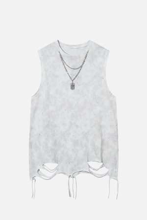 Concert Outfit Street Chain Waistcoat Ripped Vest