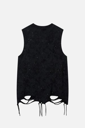 Concert Outfit Street Chain Waistcoat Ripped Vest