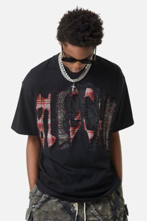 Concert Outfit Street Contrast Color Embroidered T-Shirt