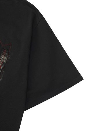 Concert Outfit Street Contrast Color Embroidered T-Shirt