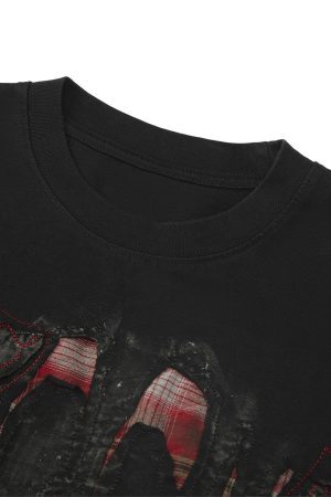 Concert Outfit Street Contrast Color Embroidered T-Shirt