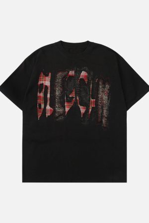 Concert Outfit Street Contrast Color Embroidered T-Shirt