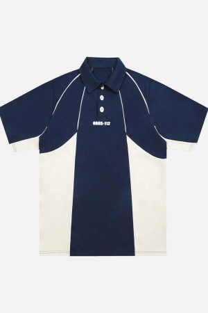 Concert Outfit Street Contrast Panel Polo Shirt
