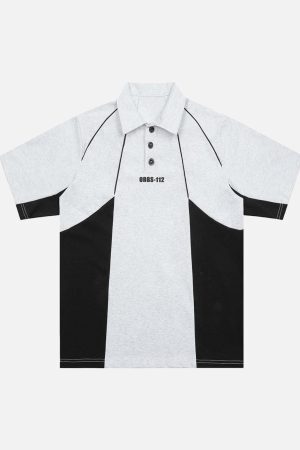 Concert Outfit Street Contrast Panel Polo Shirt