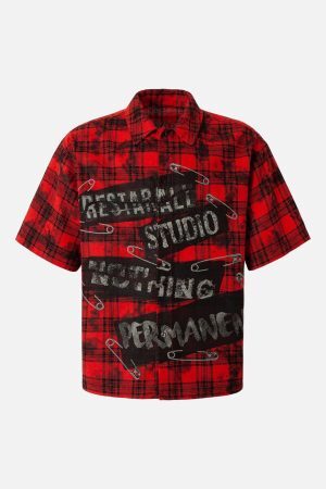 Concert Outfit Street Creative Pin Print Plaid Shirt