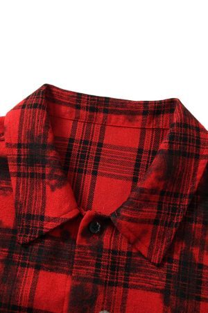 Concert Outfit Street Creative Pin Print Plaid Shirt