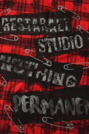 Concert Outfit Street Creative Pin Print Plaid Shirt