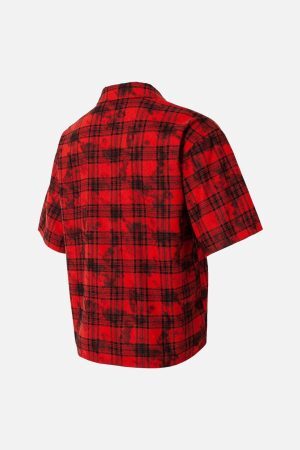 Concert Outfit Street Creative Pin Print Plaid Shirt