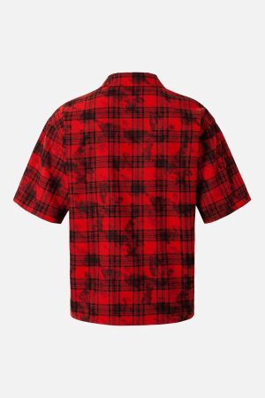 Concert Outfit Street Creative Pin Print Plaid Shirt