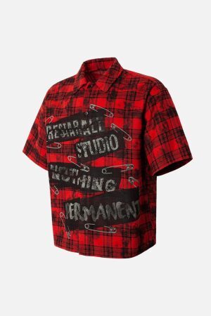 Concert Outfit Street Creative Pin Print Plaid Shirt