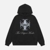 Concert Outfit Street Cross Letters Print Hoodie
