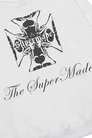 Concert Outfit Street Cross Letters Print Hoodie