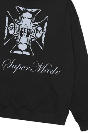 Concert Outfit Street Cross Letters Print Hoodie