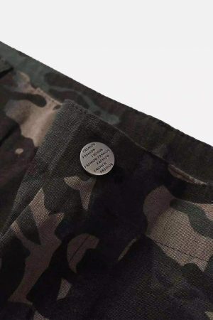 Concert Outfit Street Dark Camouflage Zipper Cargo Pants