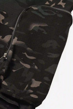 Concert Outfit Street Dark Camouflage Zipper Cargo Pants