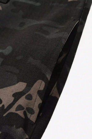 Concert Outfit Street Dark Camouflage Zipper Cargo Pants