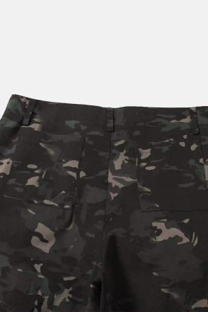 Concert Outfit Street Dark Camouflage Zipper Cargo Pants