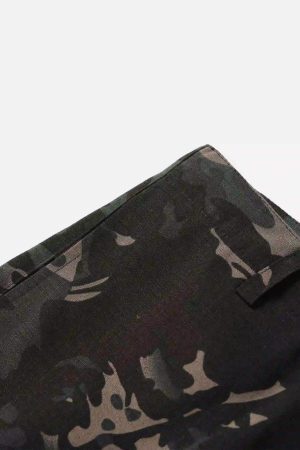 Concert Outfit Street Dark Camouflage Zipper Cargo Pants