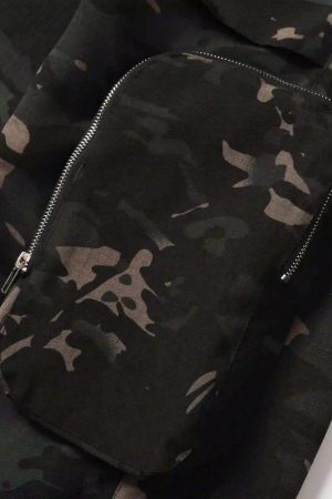 Concert Outfit Street Dark Camouflage Zipper Cargo Pants