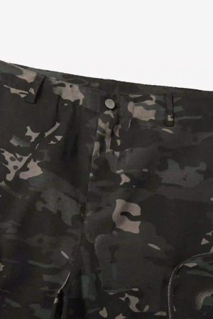 Concert Outfit Street Dark Camouflage Zipper Cargo Pants