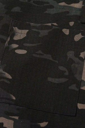 Concert Outfit Street Dark Camouflage Zipper Cargo Pants