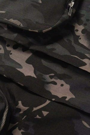 Concert Outfit Street Dark Camouflage Zipper Cargo Pants