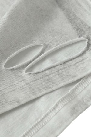 Concert Outfit Street Dirty-Dye Distressed Cut Pocket T-Shirt