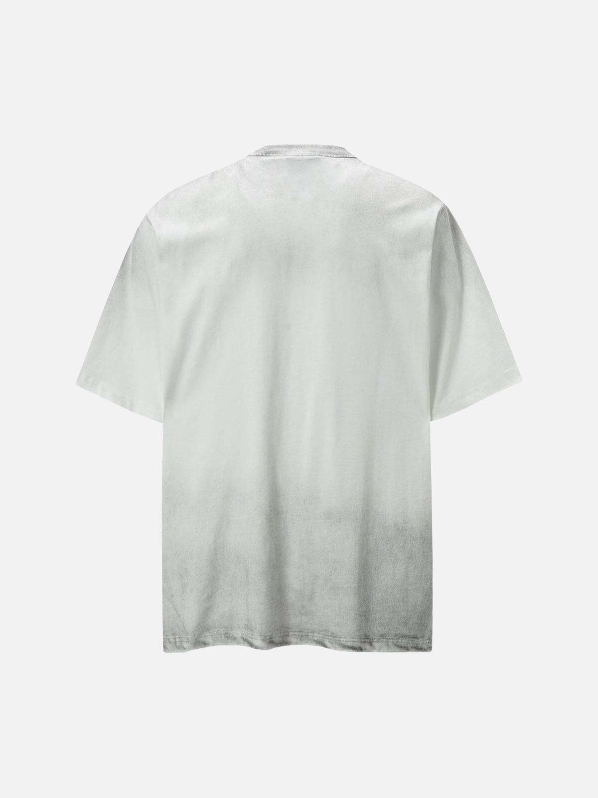 Concert Outfit Street Dirty-Dye Distressed Cut Pocket T-Shirt Concert Outfit Street Dirty-Dye Distressed Cut Pocket T-Shirt