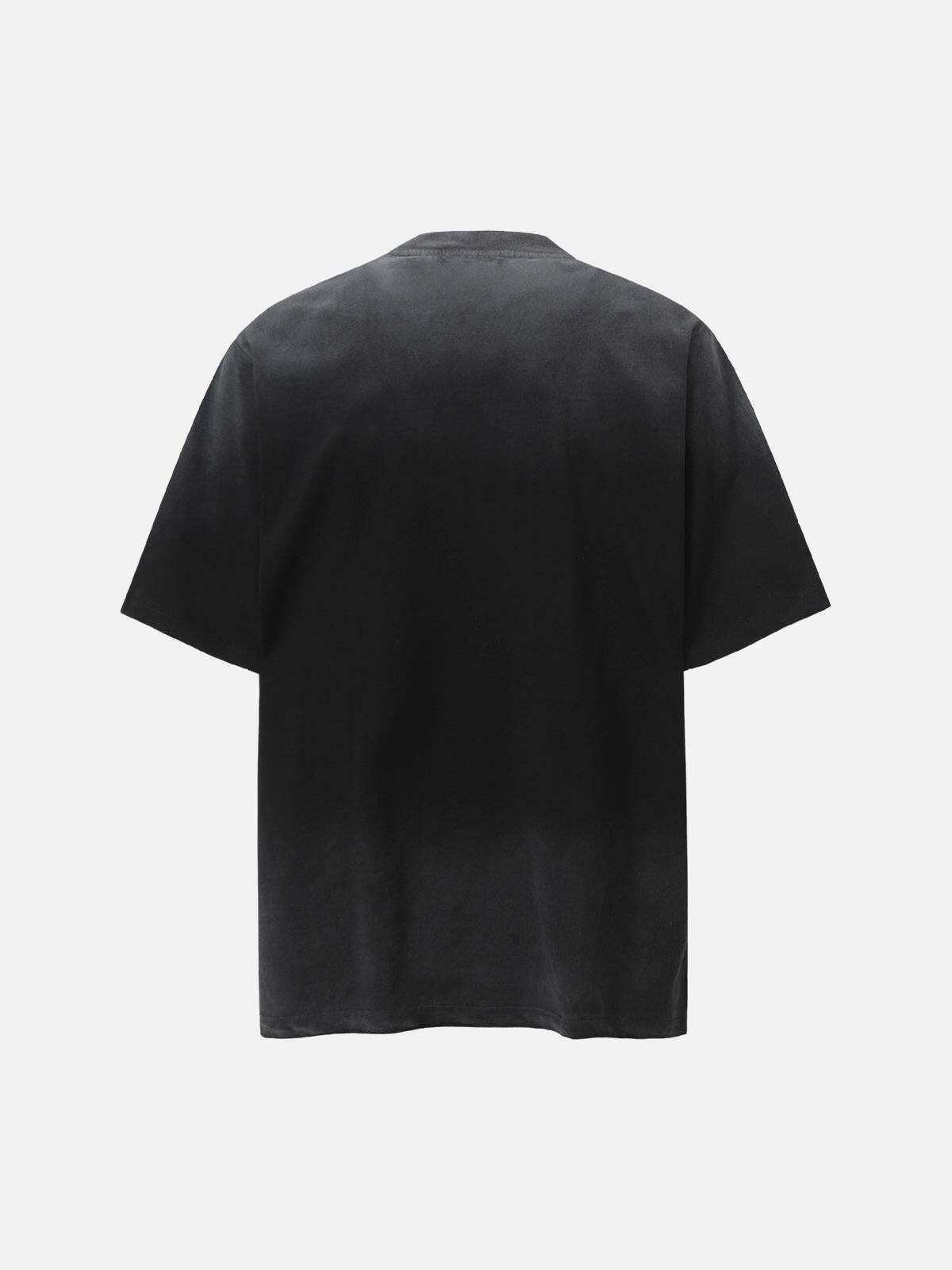 Concert Outfit Street Dirty-Dye Distressed Cut Pocket T-Shirt Concert Outfit Street Dirty-Dye Distressed Cut Pocket T-Shirt