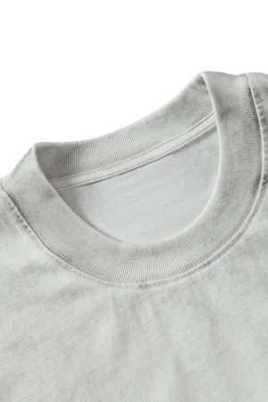 Concert Outfit Street Dirty-Dye Distressed Cut Pocket T-Shirt