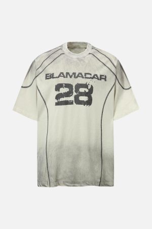 Concert Outfit Street Dirty Dyed Gradient Motorcycle T-Shirt