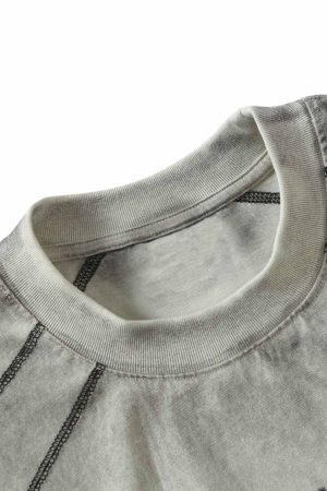 Concert Outfit Street Dirty Dyed Gradient Motorcycle T-Shirt