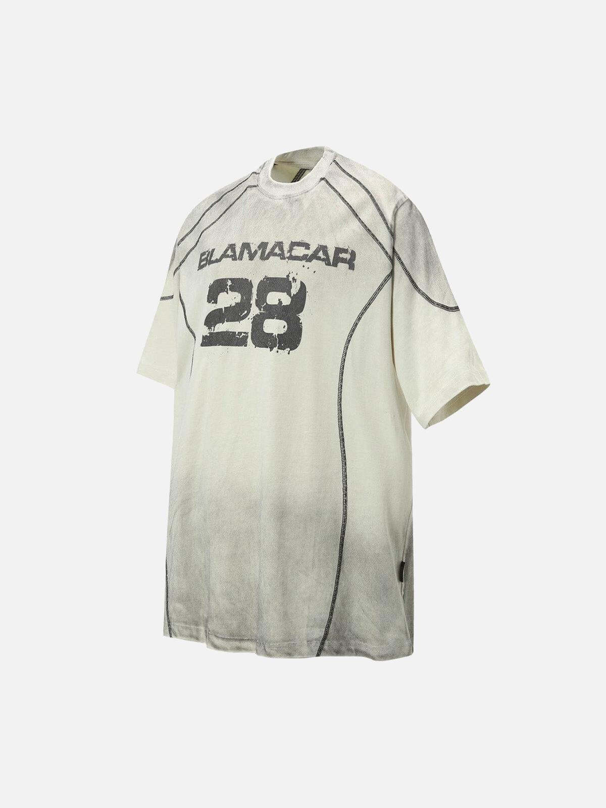 Concert Outfit Street Dirty Dyed Gradient Motorcycle T-Shirt Concert Outfit Street Dirty Dyed Gradient Motorcycle T-Shirt