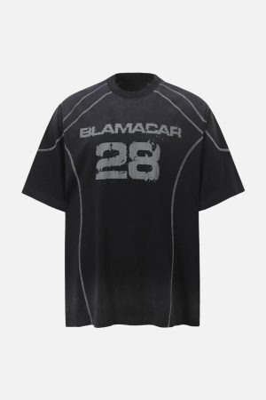 Concert Outfit Street Dirty Dyed Gradient Motorcycle T-Shirt