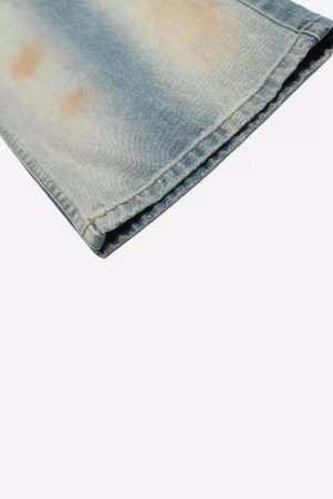 Concert Outfit Street Distressed Industrial Style Straight Jeans