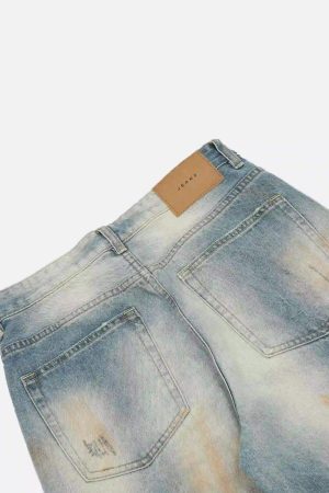 Concert Outfit Street Distressed Industrial Style Straight Jeans